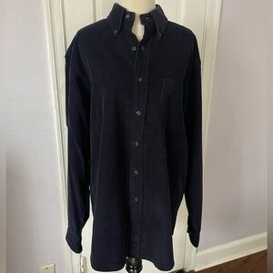 Brooks Brothers 346 Navy 100% Cotton Corduroy Button-Down Shirt, Size M
